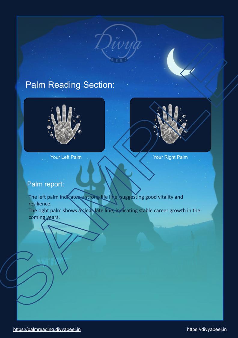 Sample astrology report preview