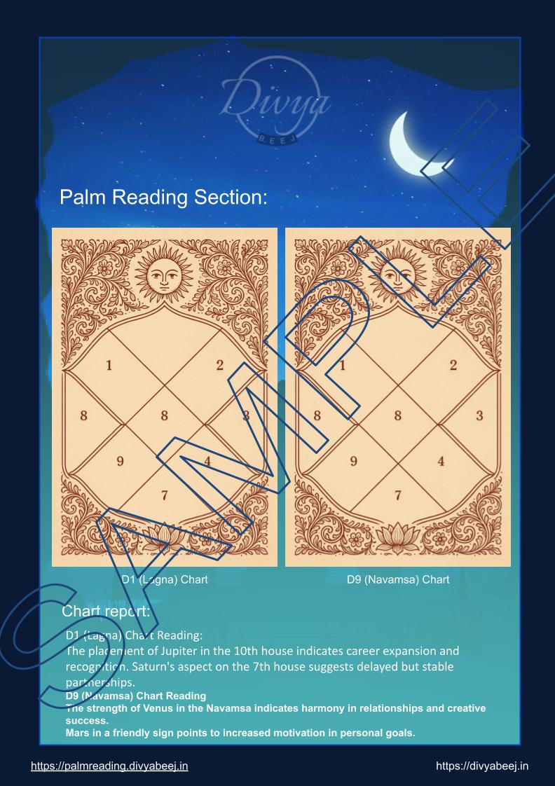 Sample astrology report preview